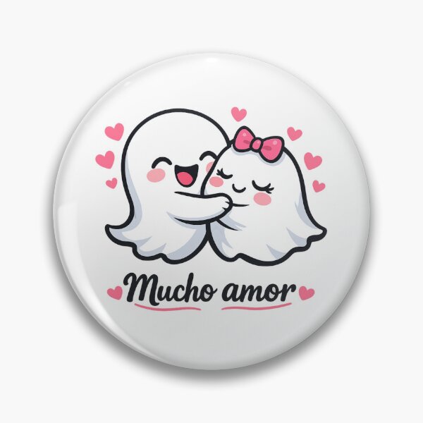 Item preview, Mucho Amor Cute Ghost Couple Hugging | Kawaii Spanish Love Valentine Sticker designed and sold by BlackBoneArt.