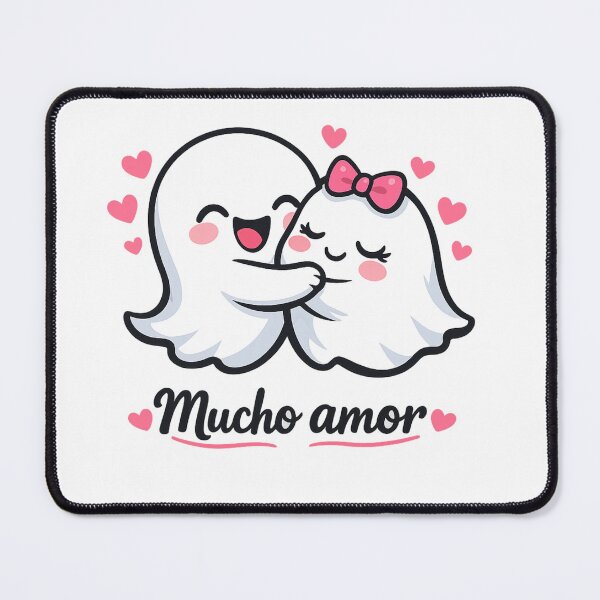 Item preview, Mucho Amor Cute Ghost Couple Hugging | Kawaii Spanish Love Valentine Sticker designed and sold by BlackBoneArt.