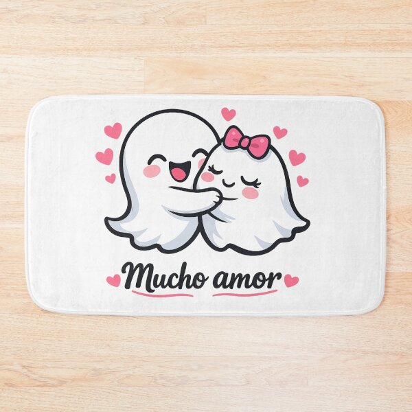 Item preview, Mucho Amor Cute Ghost Couple Hugging | Kawaii Spanish Love Valentine Sticker designed and sold by BlackBoneArt.