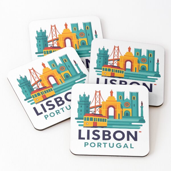 Item preview, Lisbon Portugal Travel Souvenir - Belem Tower & 25 de Abril Bridge Art designed and sold by OzzFrequency.
