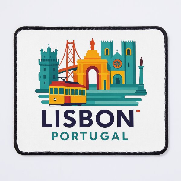 Item preview, Lisbon Portugal Travel Souvenir - Belem Tower & 25 de Abril Bridge Art designed and sold by OzzFrequency.