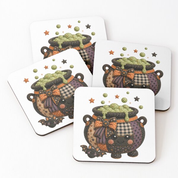 Item preview, Cute Patchwork Witch Cauldron | Farmhouse Autumn & Halloween Art designed and sold by DecoVibe.