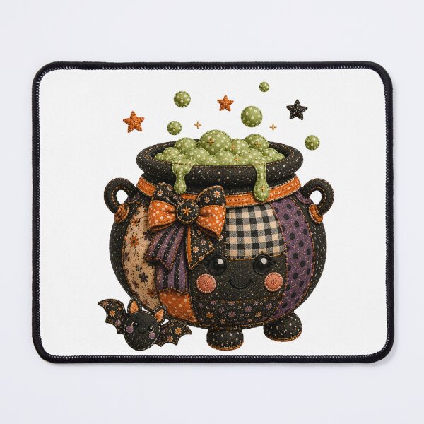 Item preview, Cute Patchwork Witch Cauldron | Farmhouse Autumn & Halloween Art designed and sold by DecoVibe.
