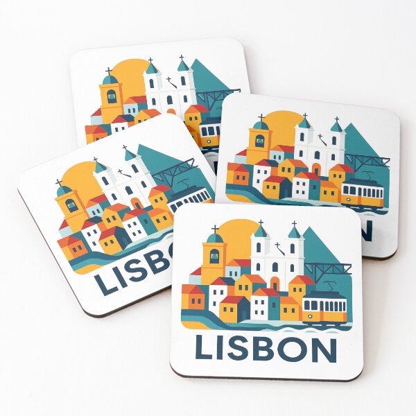 Item preview, Lisbon Portugal Travel Souvenir - Belem Tower & 25 de Abril Bridge Art designed and sold by OzzFrequency.