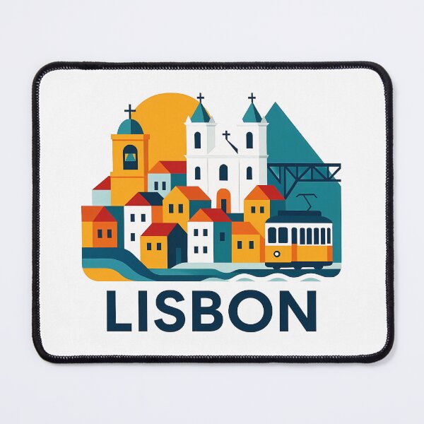 Item preview, Lisbon Portugal Travel Souvenir - Belem Tower & 25 de Abril Bridge Art designed and sold by OzzFrequency.