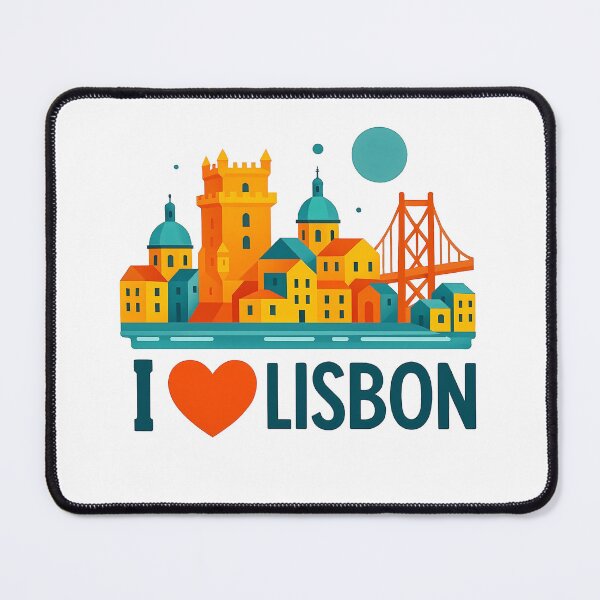 Item preview, Lisbon Portugal Travel Souvenir - Belem Tower & 25 de Abril Bridge Art designed and sold by OzzFrequency.