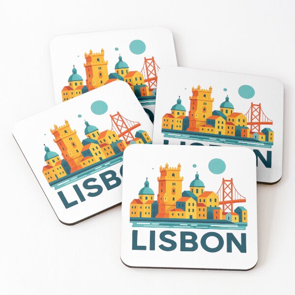 Item preview, Lisbon Portugal Travel Souvenir - Belem Tower & 25 de Abril Bridge Art designed and sold by OzzFrequency.