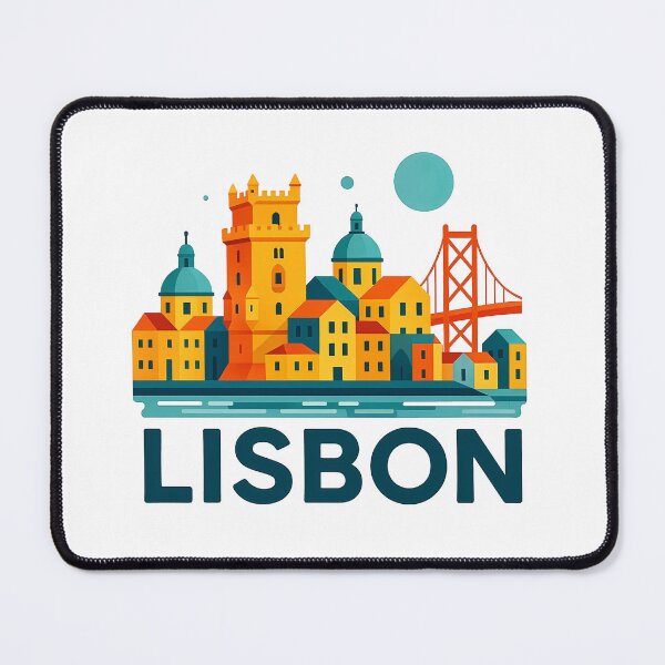 Item preview, Lisbon Portugal Travel Souvenir - Belem Tower & 25 de Abril Bridge Art designed and sold by OzzFrequency.