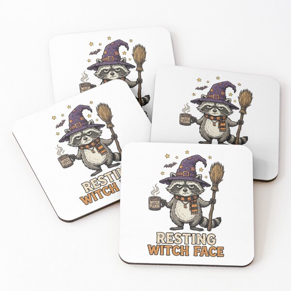 Item preview, Resting Witch Face Funny Raccoon Halloween Coffee Witch Shirt designed and sold by PlumArtDesign.