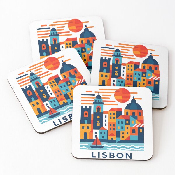 Item preview, Lisbon Portugal Travel Souvenir - Belem Tower & 25 de Abril Bridge Art designed and sold by OzzFrequency.
