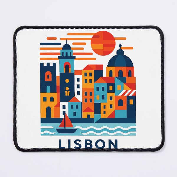 Item preview, Lisbon Portugal Travel Souvenir - Belem Tower & 25 de Abril Bridge Art designed and sold by OzzFrequency.
