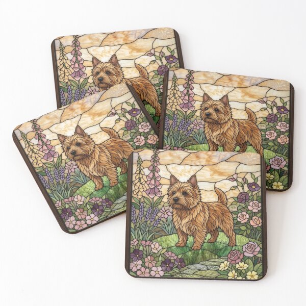 Item preview, Norwich Terrier Stained Glass Art - Foxgloves & Lavender designed and sold by pinkal.