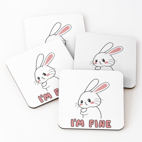 Item preview, I'm fine - grumpy bunny, funny & cute designed and sold by tentihandmade.
