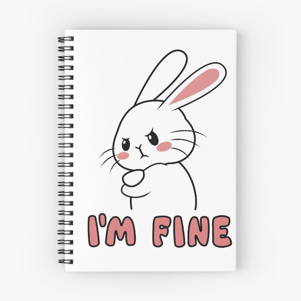 Item preview, I'm fine - grumpy bunny, funny & cute designed and sold by tentihandmade.