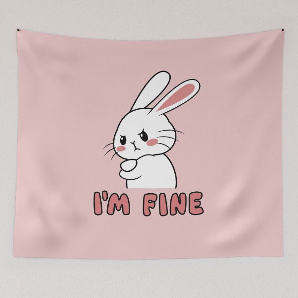 Item preview, I'm fine - grumpy bunny, funny & cute designed and sold by tentihandmade.