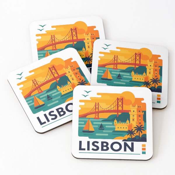 Item preview, Lisbon Portugal Travel Souvenir - Belem Tower & 25 de Abril Bridge Art designed and sold by OzzFrequency.