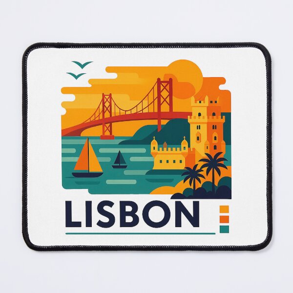 Item preview, Lisbon Portugal Travel Souvenir - Belem Tower & 25 de Abril Bridge Art designed and sold by OzzFrequency.