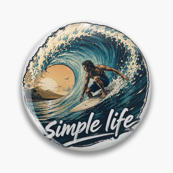Item preview, Simple Life Surfing T-Shirt – Vintage Ocean Wave & Surfer Sunset Design designed and sold by CraftHubStudio.
