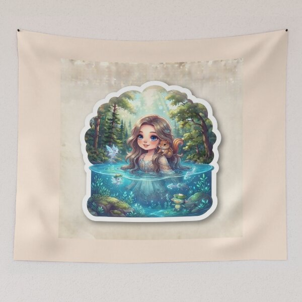 Item preview, Adorable river spirit with its squirrel companion designed and sold by Azurart2.