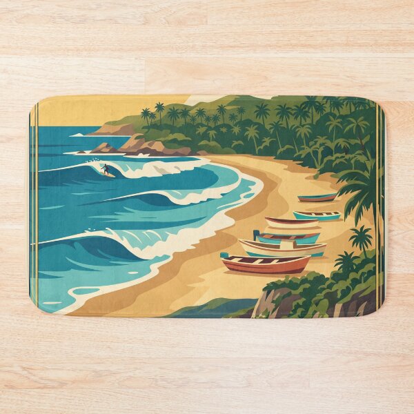 Item preview, Puerto Escondido Mexico Vintage Travel Poster – Oaxaca Beach Retro Art designed and sold by Bomax121.