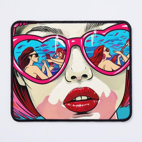 Item preview, Pop Art Pink Hair Female With Heart Sunglasses designed and sold by DEC02.