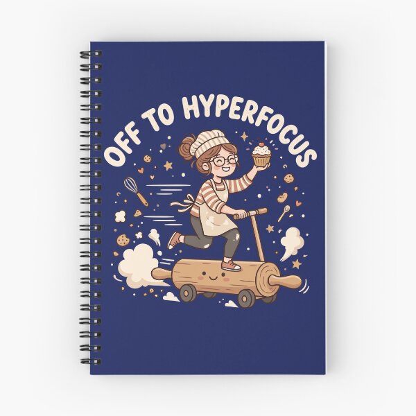 Item preview, Off to Hyperfocus Baking Funny Shirt | ADHD Baker Gift | Cute Baker Riding a Rolling Pin designed and sold by Softbear Atelier.