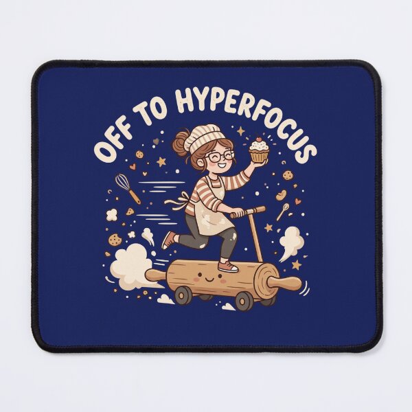 Item preview, Off to Hyperfocus Baking Funny Shirt | ADHD Baker Gift | Cute Baker Riding a Rolling Pin designed and sold by Softbear Atelier.