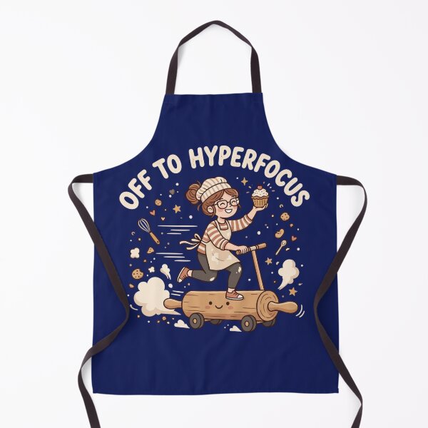 Item preview, Off to Hyperfocus Baking Funny Shirt | ADHD Baker Gift | Cute Baker Riding a Rolling Pin designed and sold by Softbear Atelier.