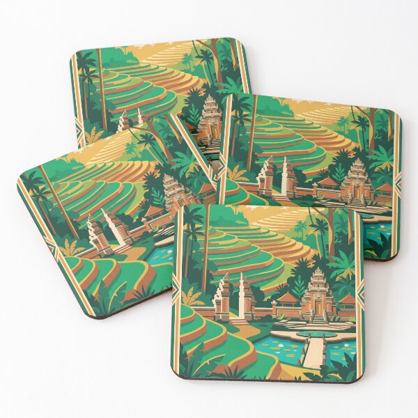 Item preview, Ubud Indonesia Vintage Travel Poster – Bali Rice Terraces Retro Art designed and sold by Bomax121.