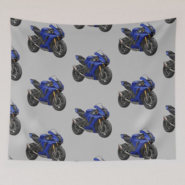Item preview, Blue Yamaha YZF-R1M Carbon Fiber Superbike Motorcycle Vector Illustration designed and sold by Motorline44.