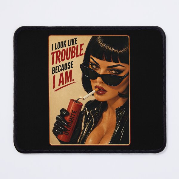 Item preview, I Look Like Trouble Because I Am – Retro Vintage Femme Fatale Attitude Design designed and sold by obstinator.