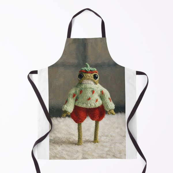 Item preview, Whimsical knitted frog on soft surface designed and sold by donchago.