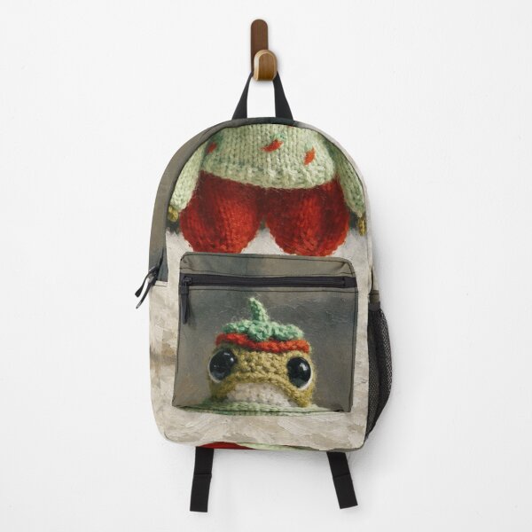 Item preview, Whimsical knitted frog on soft surface designed and sold by donchago.