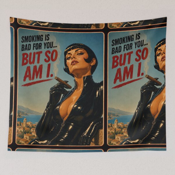Item preview, Smoking Is Bad for You... But So Am I – Retro Vintage Femme Fatale Design designed and sold by obstinator.