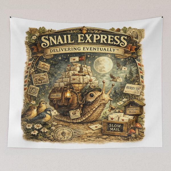 Item preview, Snail Express Woodland Mail Delivery designed and sold by Mosslume Studio.