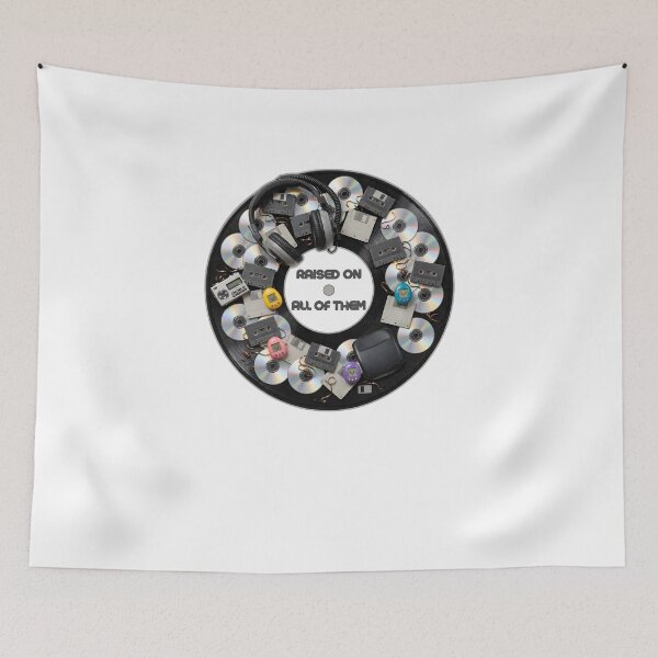 Item preview, Raised On All Of Them - Funny 90s Nostalgia Retro Music Tech Wreath designed and sold by Neurospicy Trolls.