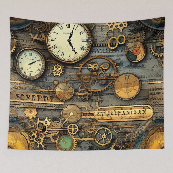 Item preview, Steampunk Grunge Retro Vintage Clock Designs Pattern designed and sold by DEC02.