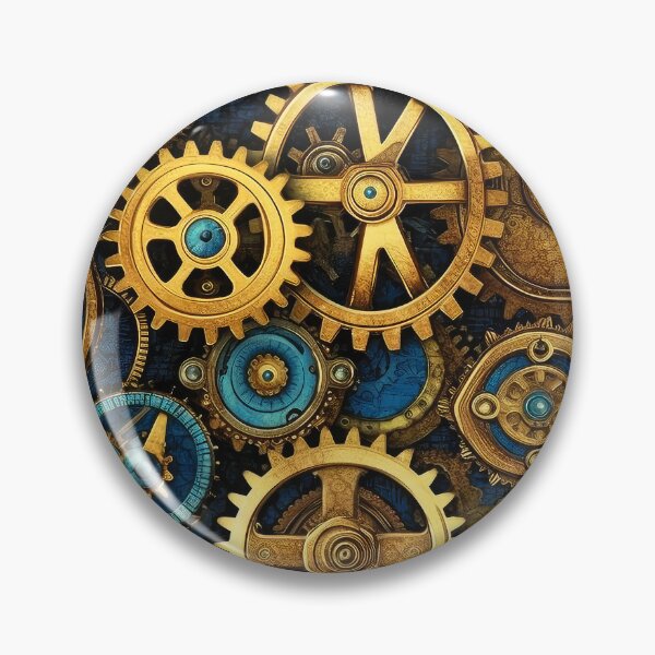 Item preview, Steampunk Machinery Designs Sky Blue And Golden Pattern designed and sold by DEC02.
