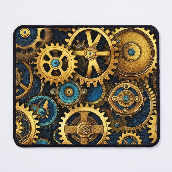 Item preview, Steampunk Machinery Designs Sky Blue And Golden Pattern designed and sold by DEC02.