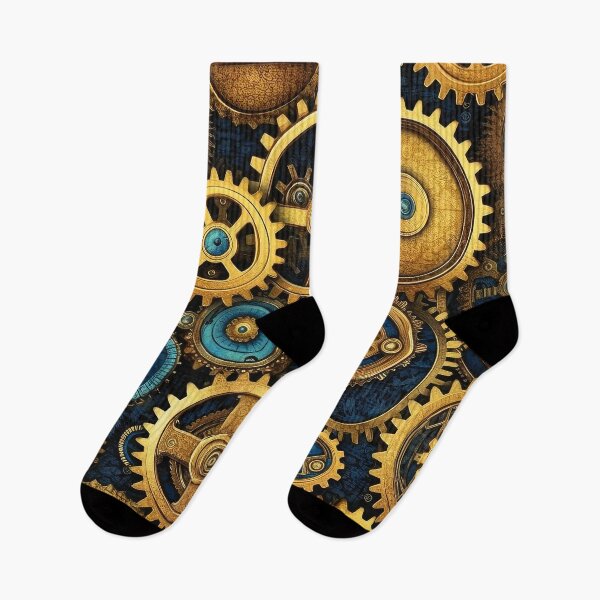 Item preview, Steampunk Machinery Designs Sky Blue And Golden Pattern designed and sold by DEC02.