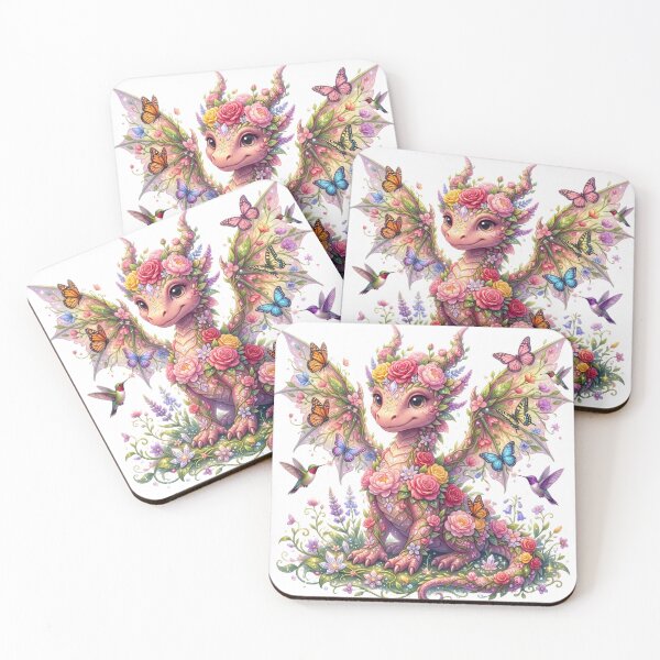 Item preview, Baby dragon with blooming roses designed and sold by kidoramagic.