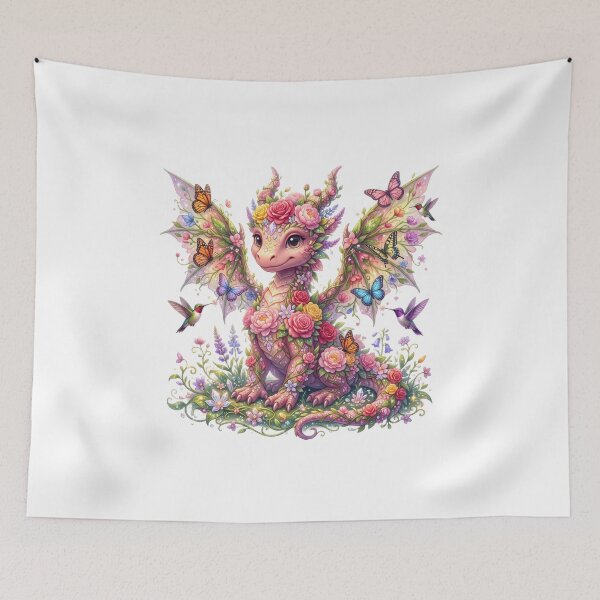 Item preview, Baby dragon with blooming roses designed and sold by kidoramagic.