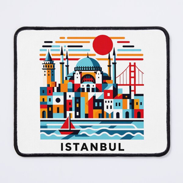 Item preview, Istanbul Turkey Travel Souvenir - Hagia Sophia & Galata Tower Art designed and sold by OzzFrequency.