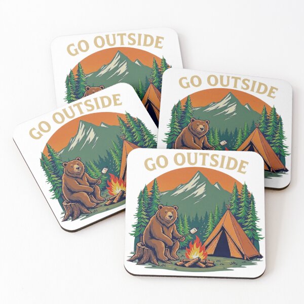 Item preview, Go Outside Bear Camping Vintage Outdoor Adventure designed and sold by GabeMountainArt.