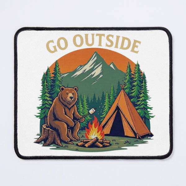 Item preview, Go Outside Bear Camping Vintage Outdoor Adventure designed and sold by GabeMountainArt.