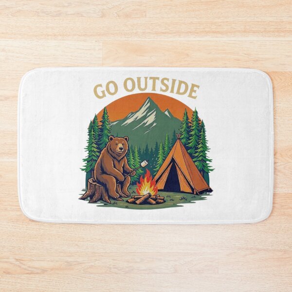 Item preview, Go Outside Bear Camping Vintage Outdoor Adventure designed and sold by GabeMountainArt.