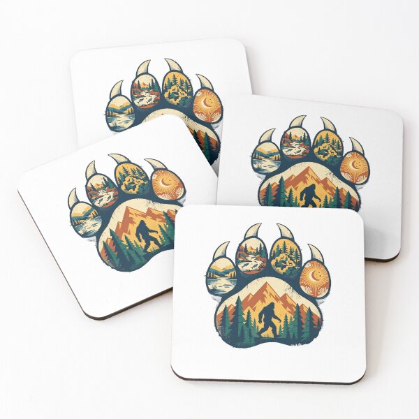 Item preview, Bigfoot Paw Print Retro - Sasquatch Wilderness National Park Style Forest Mountains designed and sold by Neurospicy Trolls.