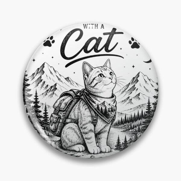 Item preview, Adventure Is Better With A Cat | Hiking Cat Vintage Line Art designed and sold by DMQ-Designs.