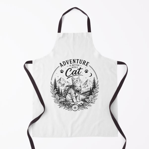 Item preview, Adventure Is Better With A Cat | Hiking Cat Vintage Line Art designed and sold by DMQ-Designs.