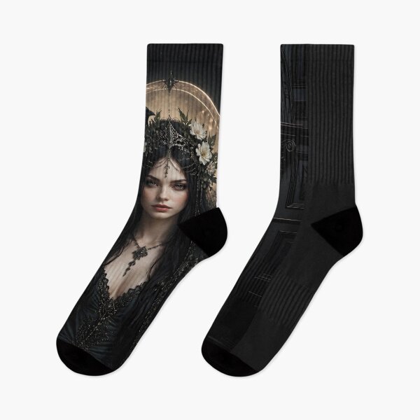 Item preview, Mystical Gothic Portrait of a Woman with Raven and Flowers 1 designed and sold by Lucia Amaris Art.